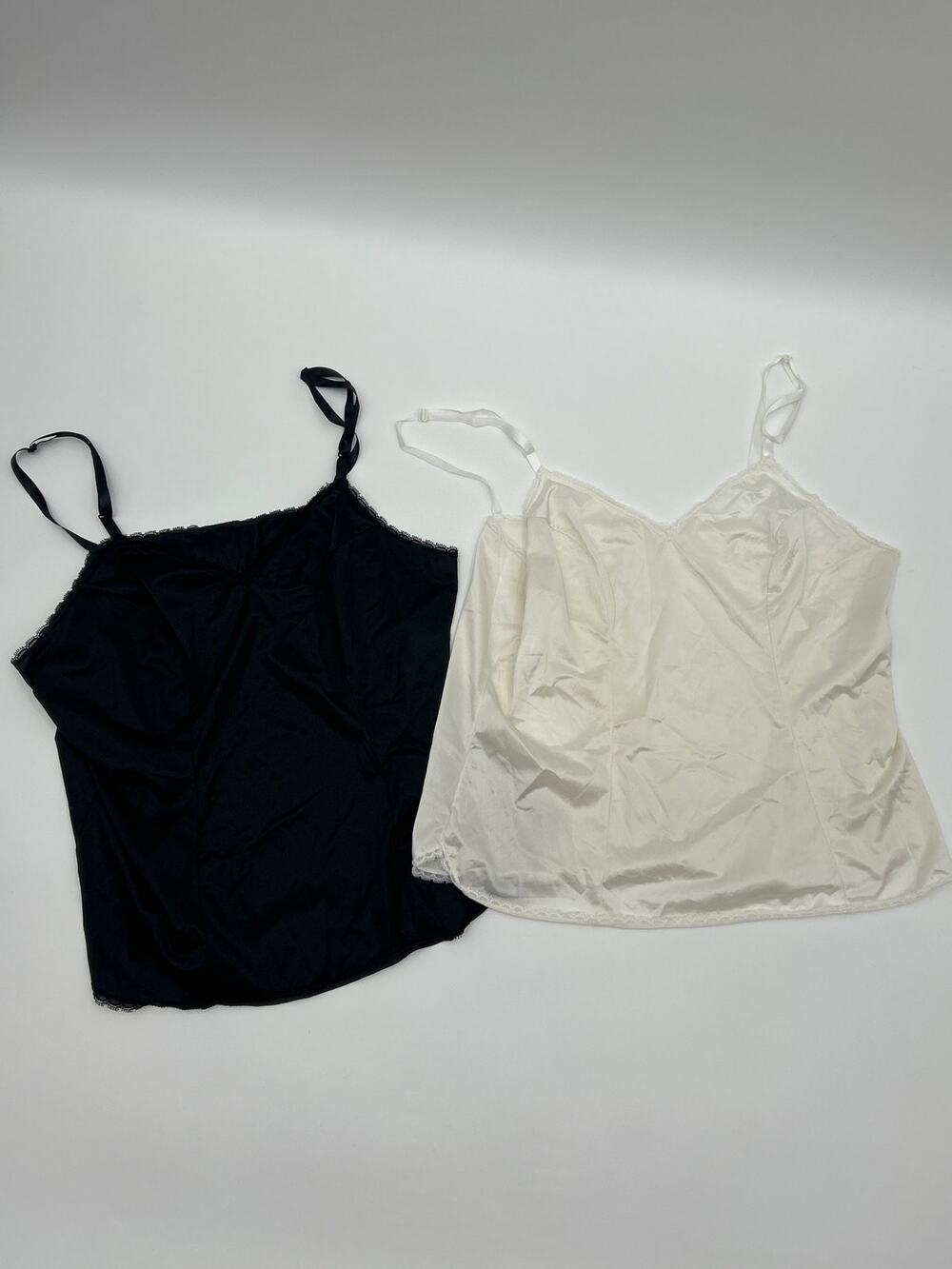 Vanity Fair Large Black & Ivory Nylon Cami Tank Bundle Coquette Going Out USA